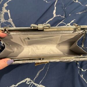 Silver rhinestone evening clutch